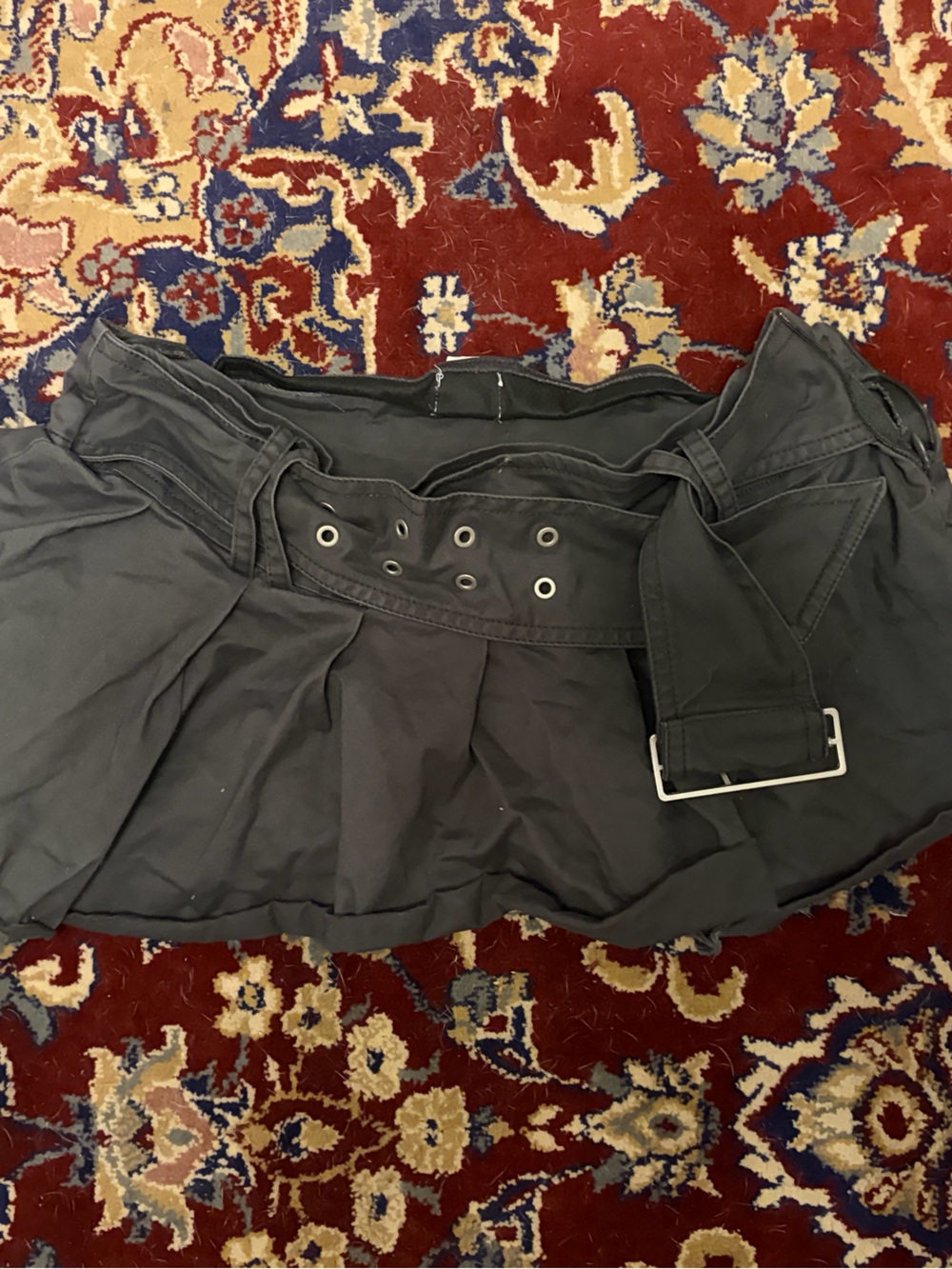 BDG Black Pleated Mini Skirt with Buckle Belt
